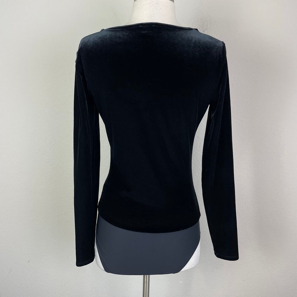 J Crew Black Velvet Long Sleeve Scoop Neck Whimsigoth Bodysuit Small - Picture 3 of 7